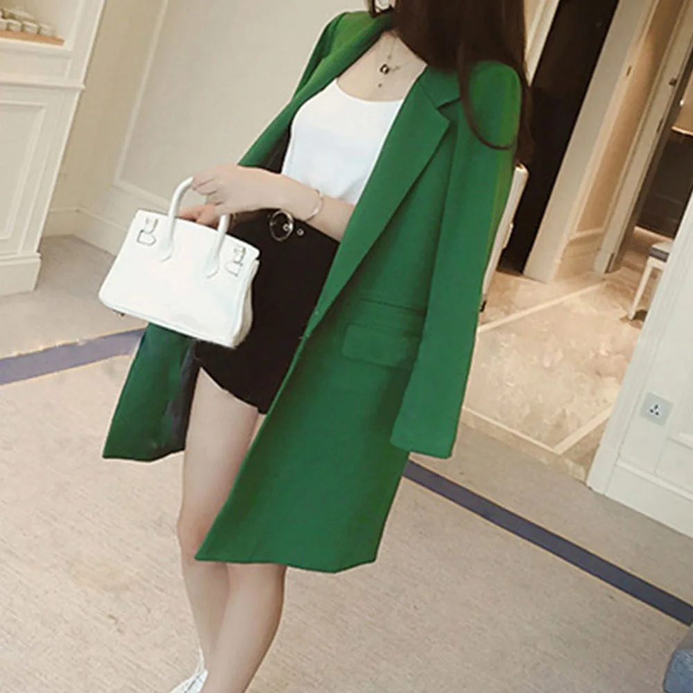 Весенне осенний однотонный Повседневный Блейзер Женский офисный приталенный