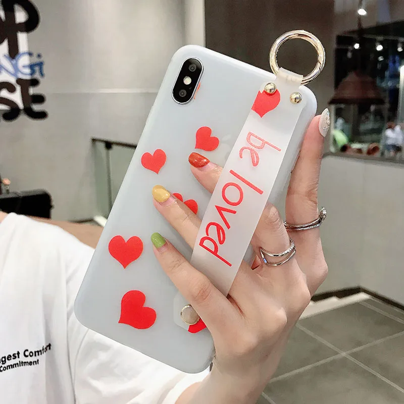 10 Мягкий ТПУ чехол для телефона для iphone 7 8 6 6s Plus 5 5S SE чехол для iphone X Xs 11 Pro Чехол для MAX XR розовые чехлы с цветами с ремешком на запястье - Цвет: 10