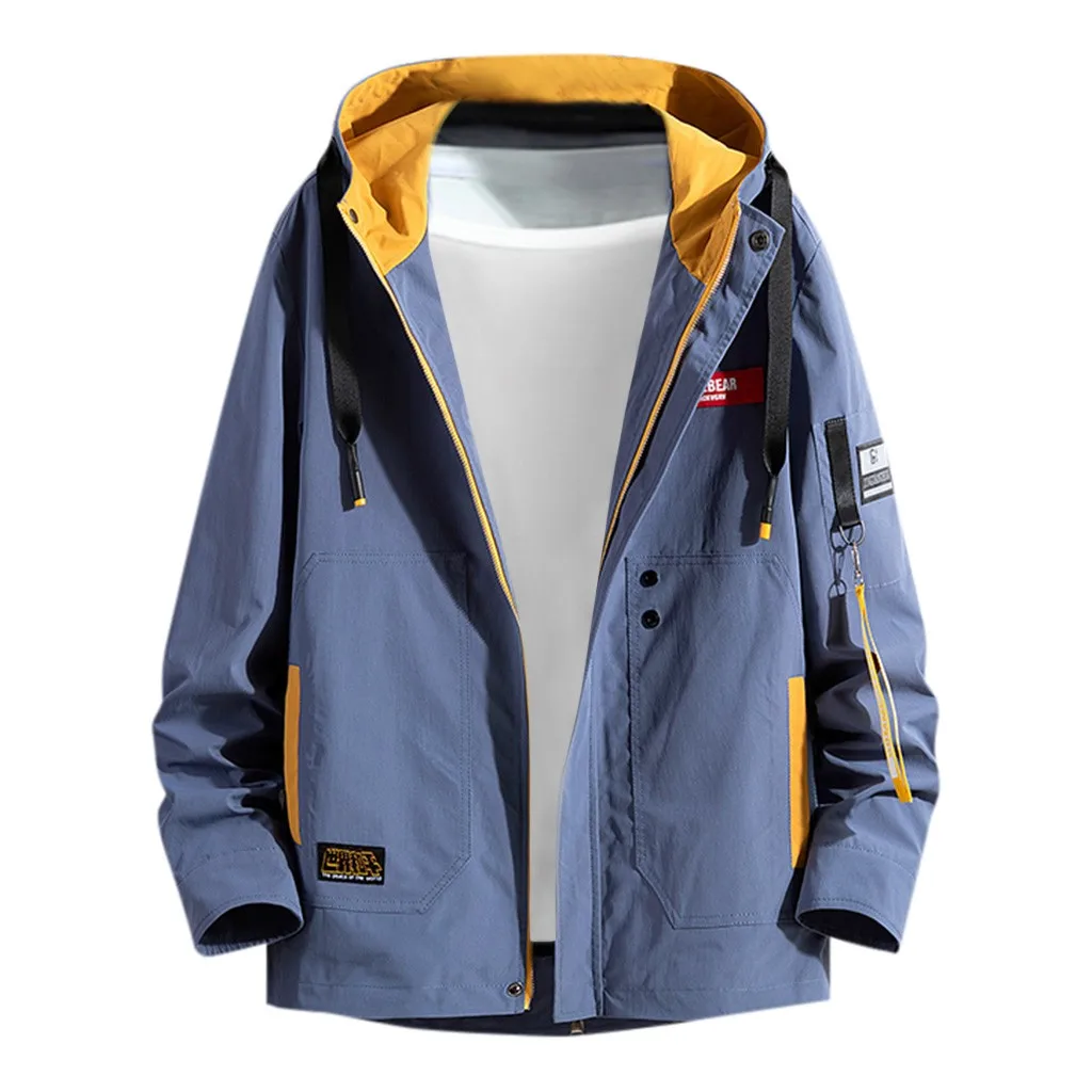 Мужская осенне зимняя верхняя одежда с длинным рукавом и капюшоном топы блузка