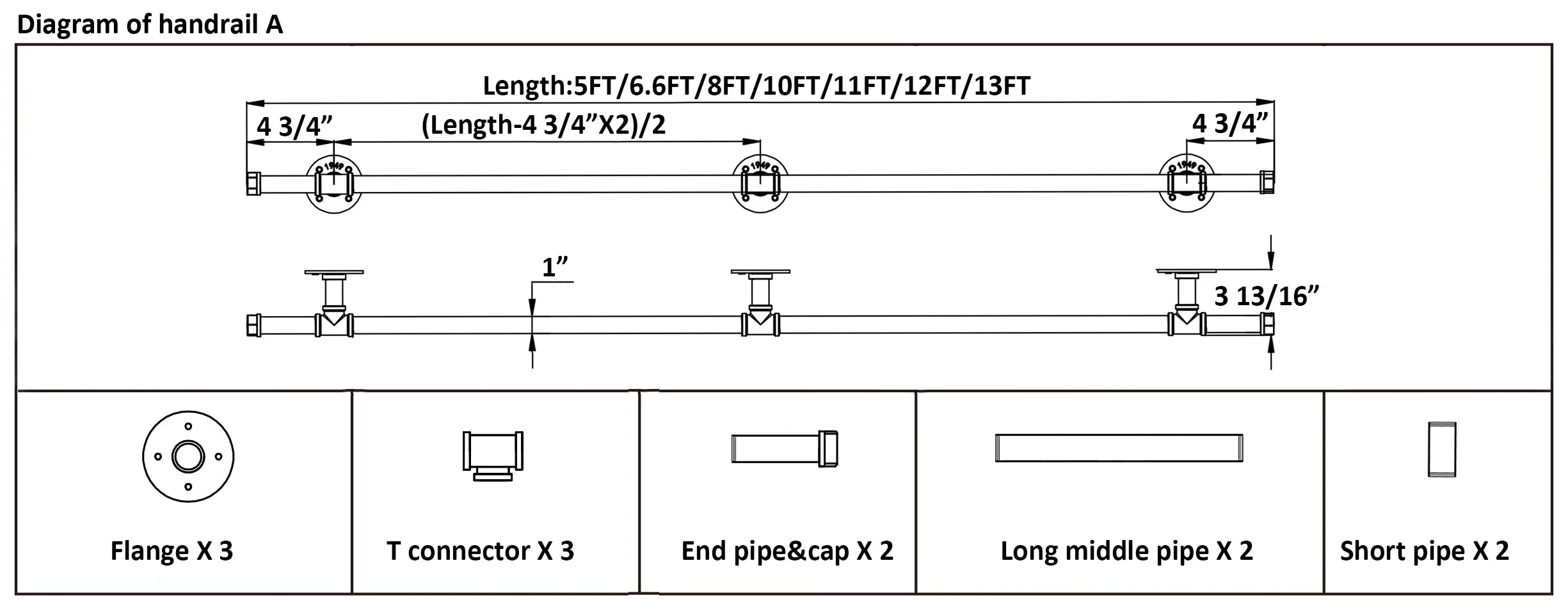 DIYHD промышленный черный железный чердак перила для труб лестницы Сельский прямой