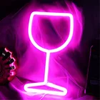 Неоновые светодиодные вывески для Винных Бокалов, настенная Подвесная лампа Winebowl, настсветильник, неоновая вывеска с питанием от Usb, украшение для бара и комнаты, подарки
