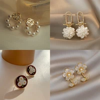 xiyanike multi style flower dangle earrings for women alloy rhinestone pearl drop earrings 2021 new fashion party gift jewelry