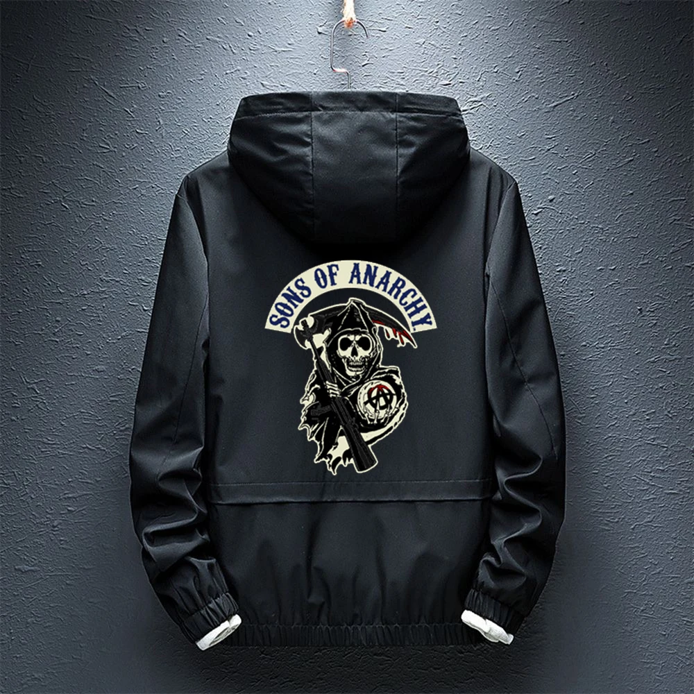

Autumn Sons Of Anarchy Windproof waterproof Hoodie For Man SOA SAMCRO Print Coats Fashion Jacket Harajuku Sweatshirts Zipper Top