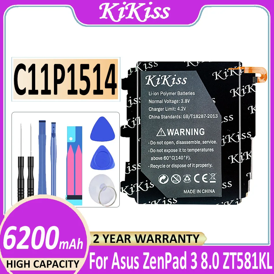 

6200mAh Kikiss High Quality C11P1514 Replacement Battery for ASUS ZenPad 3 8.0 ZT581KL Battery Batterij + Track Code