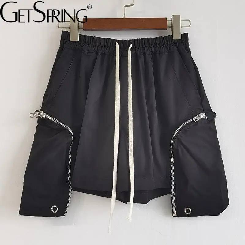 

Getspring женская короткая Лоскутная Асимметричная повязка черные Асимметричные универсальные повседневные шорты с высокой талией Осенняя же...