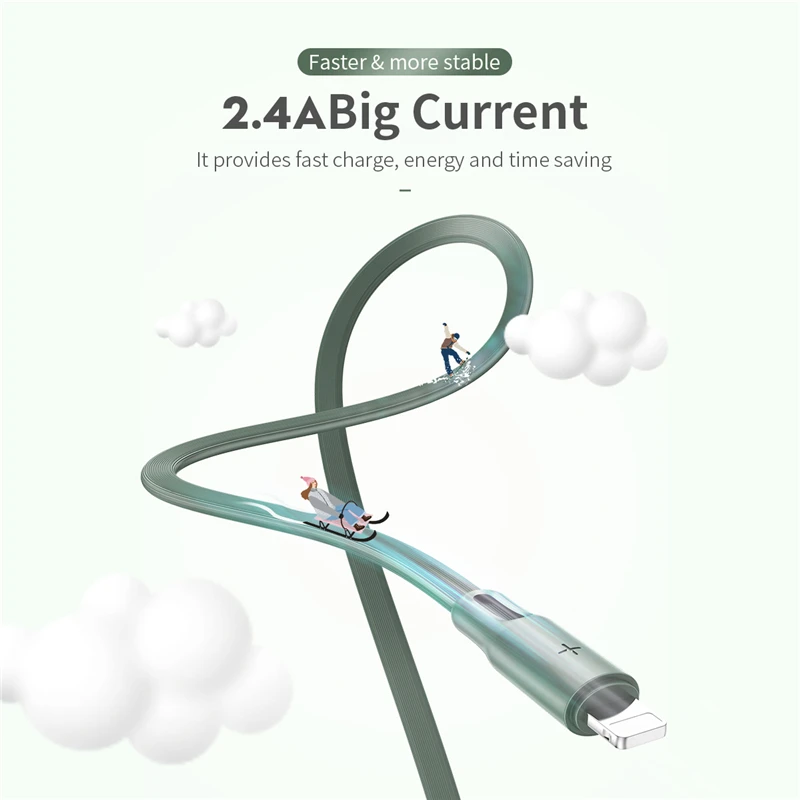 ROCK USB кабель для iPhone Xs Max 7 8 6 Plus 2.4A быстрой зарядки передачи данных зарядный