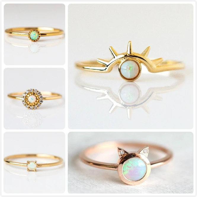 Изящные кольца с опалами для женщин обручальное кольцо обещания котом и сглаза