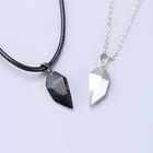 Пары Ожерелье в форме сердца магнитное сердцебиение шить кулон ожерелья желаю камень для влюбленных Свадебные украшения подарки 1 пара