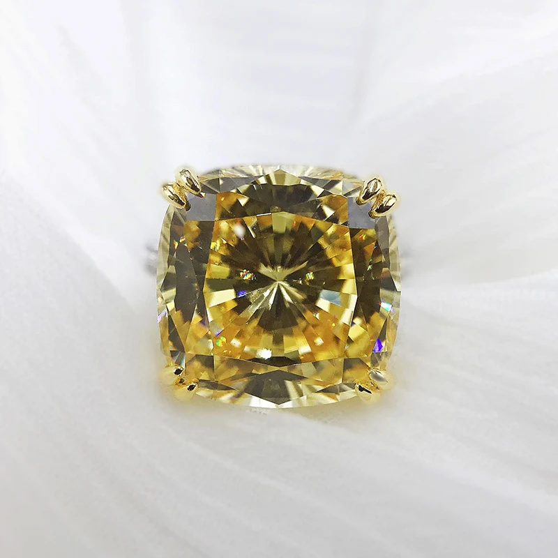 

Charms 100% Genuine 925 Sterling Silver 14*14mm Citrine Gemstone Pink Silver Rings For Women Engagement Anniversary Fine Jewelry