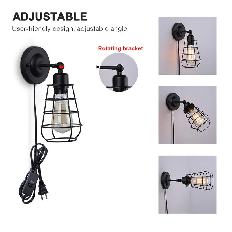 Настенное бра с твердым проводом в стиле индастриал винтажный стильный