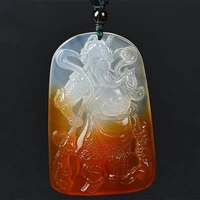quality natural chalcedony agate beautiful pendant male style domineering guanwu jade necklace fine jewelry accessories