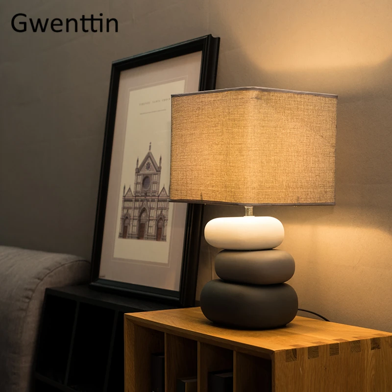 Современные настольные лампы с керамическим камнем для гостиной спальни