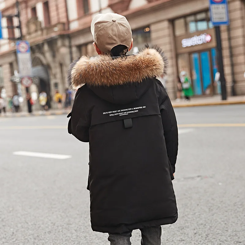 -30 градусов коллекция 2019 года зимняя куртка на утином пуху для мальчиков длинное