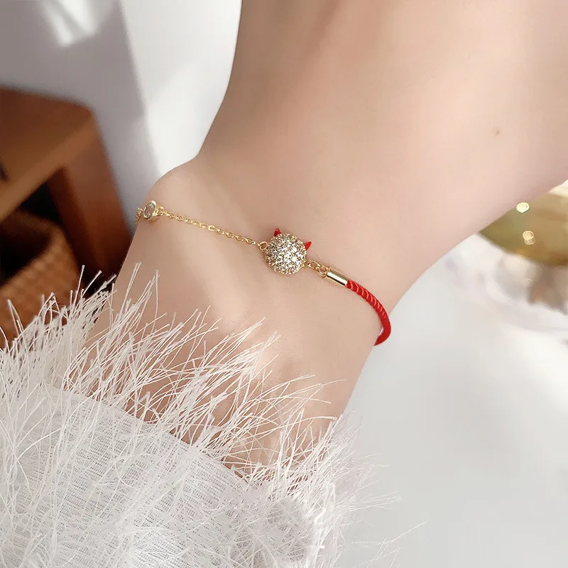 Новинка 2021 корейские красная веревочная цепь браслеты из коровьей кожи для