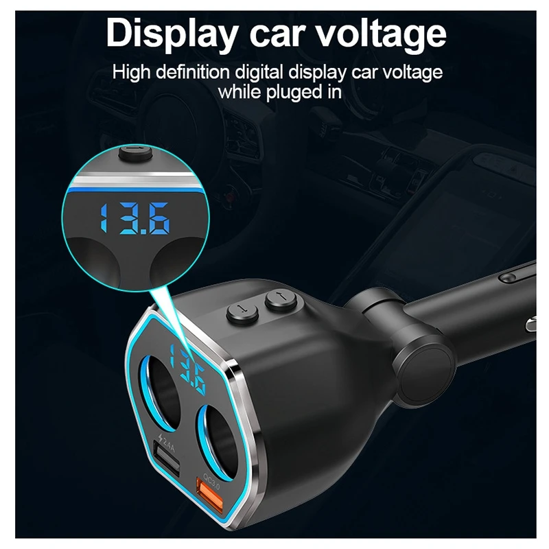 

Car Charger Digital Display Smart Wireless Multifunctional Dual USB Qc3.0