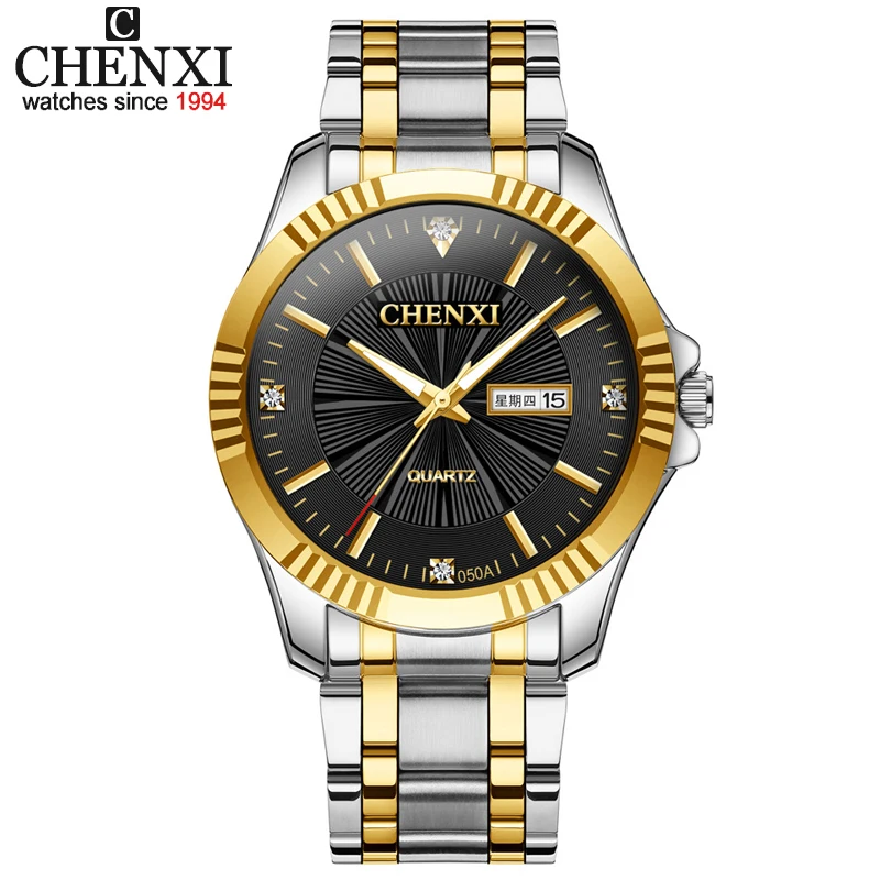 Мужские деловые водонепроницаемые часы Роскошные наручные из серебристой и