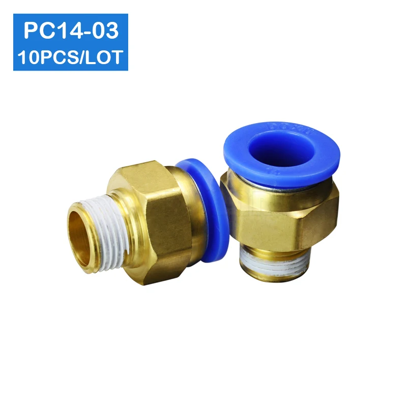 

HIGH QUALITY 10pcs BSPT PC14-03, 14mm to 3/8' Pneumatic Connectors male straight one-touch fittings