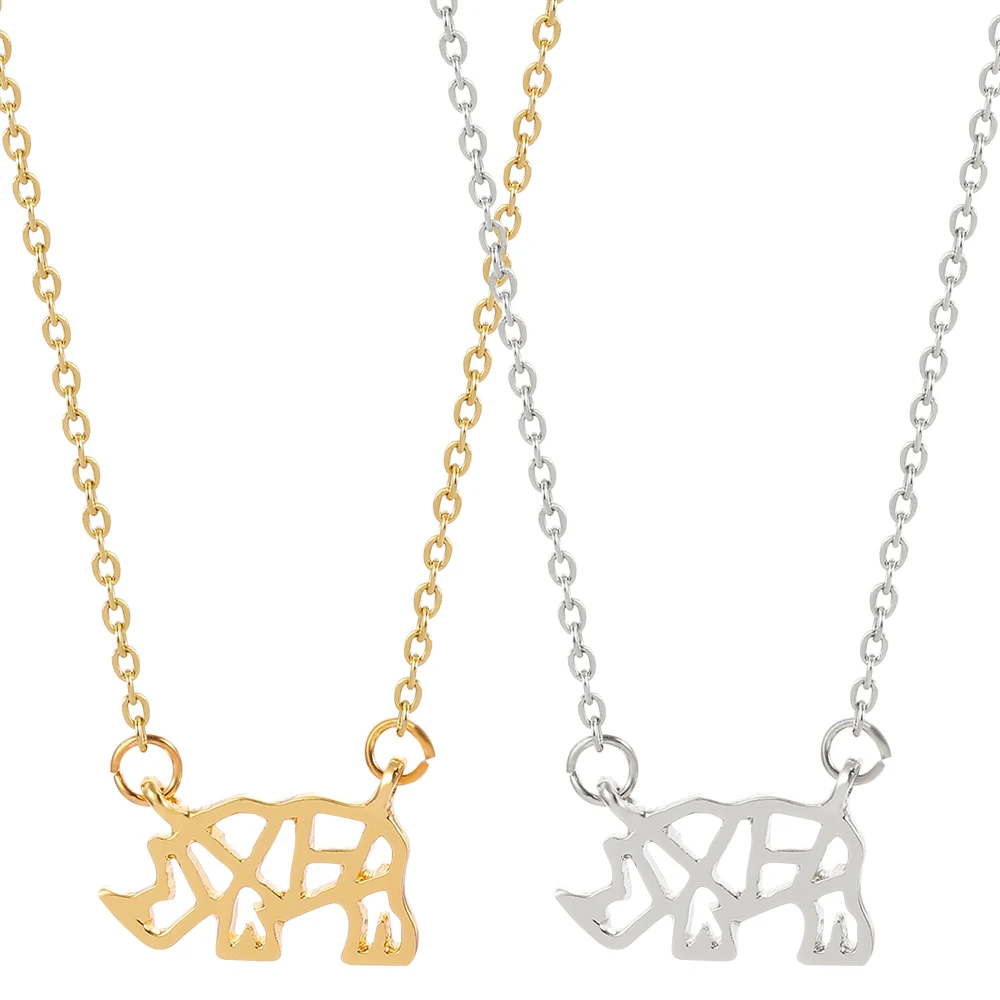 Позолоченные крошечные ожерелья с подвеской в виде единорога носорога для