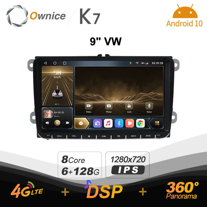 Автомагнитола K7 Ownice стерео-система на Android 10 6 ГБ 128 с Wi-Fi 360 Октавия Рапид для VW Golf