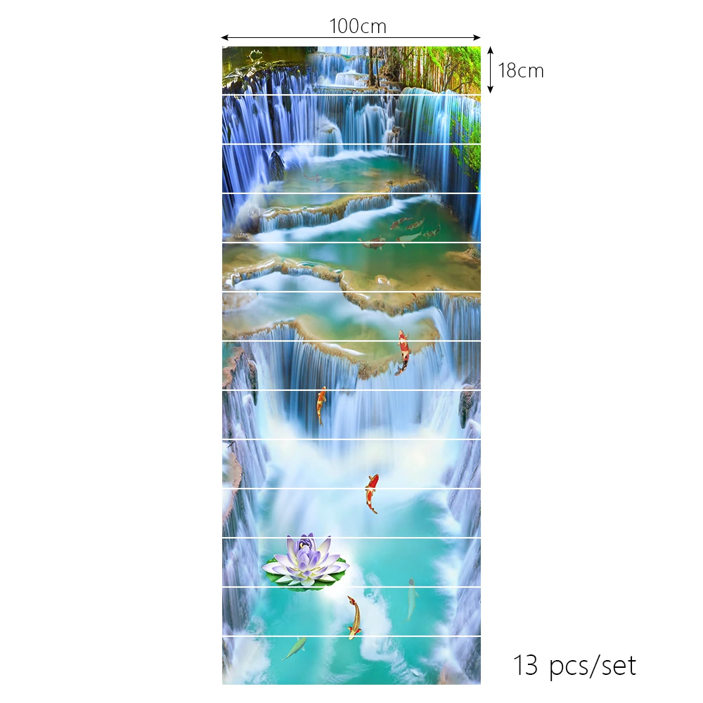 

Oil Painting Style Waterfall Diy Staircase Sticker House Decorative Vinyl Stair Decor Wall Stickers Peel & Stick Art Wallpaper
