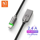 USB-кабель MCDODO для iPhone 12, 11 Pro, XS Max, XR, 8, 7, 6S Plus, iPad, с автоматическим отключением, 2,4 А, со светодиодной подсветкой, для быстрой зарядки и передачи данных