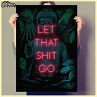 Вдохновляющие цитаты Let That Go, печать на холсте, Постер, Будда, буддизм, картина дзен, Йога, лист, картина, гостиная, домашний декор