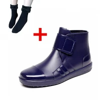 men pvc rain boots ankle waterproof shoes water shoes male botas rubber short rainboots winter boots