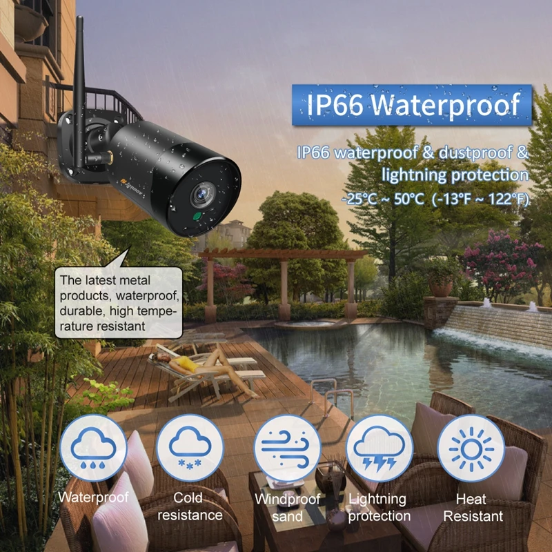 Jennov 1080P 2MP Беспроводная аудио камера безопасности CCTV Wifi IP SD карта IR наружная