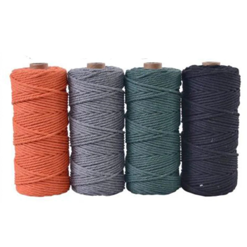 

100% Natural 12~Color Cotton Twisted Cord Craft Macrame Artisan Strings 3mm*100m