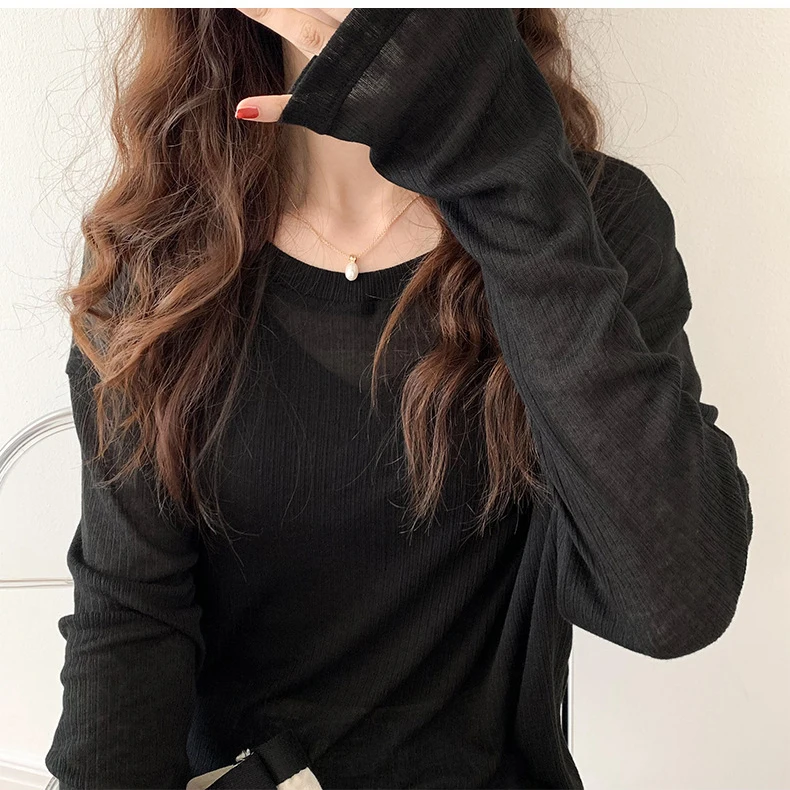 

2021 Новая Модная хлопковая футболка с круглым вырезом, повседневная однотонная женская рубашка