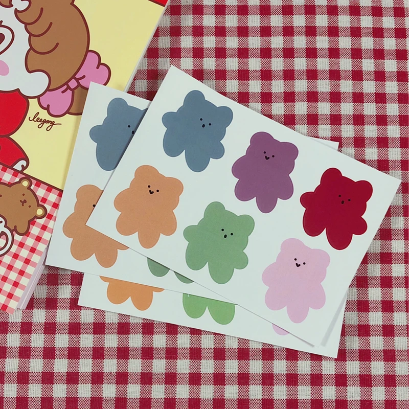6 шт./лот мультяшный милый корейский стиль Ins мягкий медведь конфеты наклейка