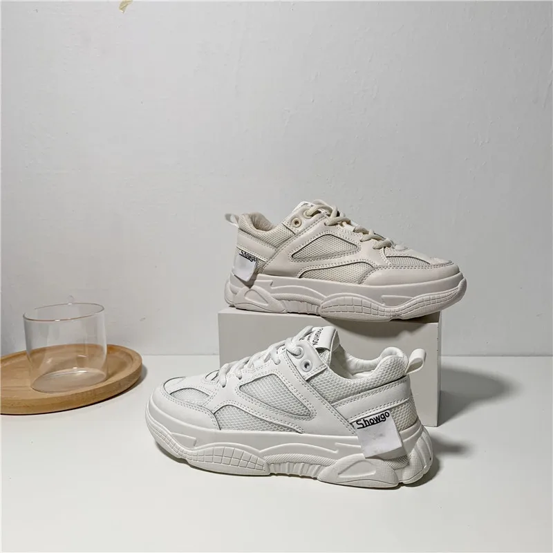 Новая летняя обувь на высокой платформе из сетчатого материала Белые туфли