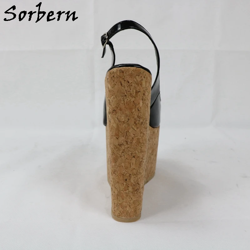 Sorbern/черные лакированные туфли с ремешком на пятке Туфли высоком каблуке и