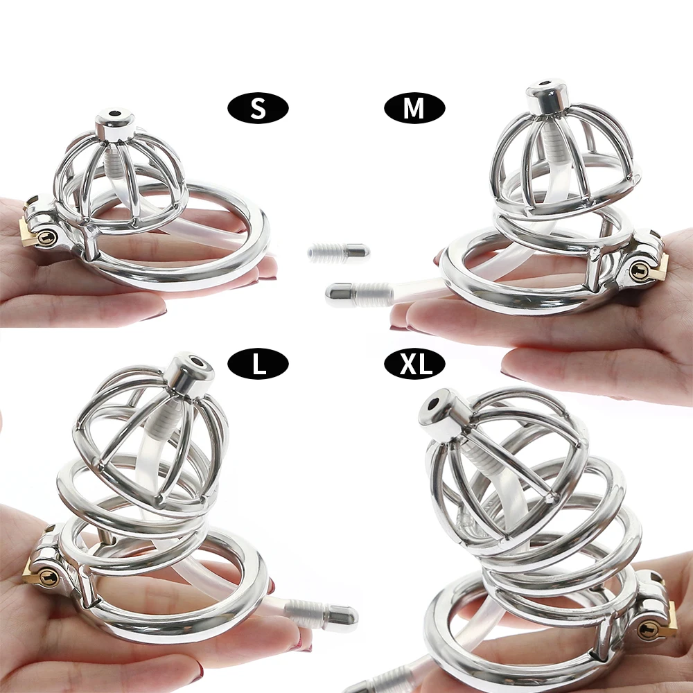 

BDSM Stop Masturbation Cock Cage Fetish Chastity Cage Belt Device With Urethral Catheter Lockable Penis Ring Male Adult Sex Toys