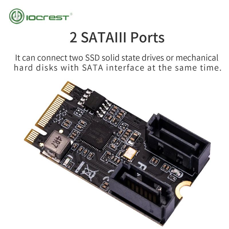 IOCREST 2 порта SATA III 6 ГБ/сек. M.2 22x42 M Key и B Controller Adapter Card 6G Внутренний | Компьютеры офис