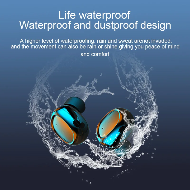 

Wireless Headphones Bluetooth V5.0 Earphone TWS Stereo Headset LED Display Auto Pairing With 2000mAh Power With Microphone