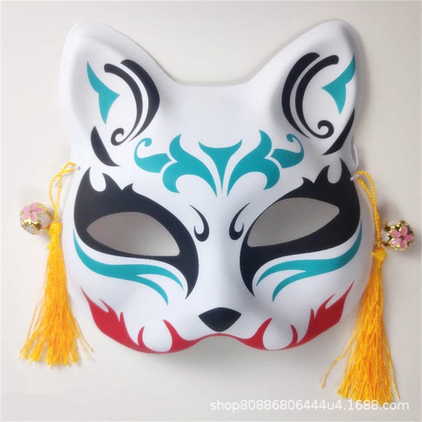 Маска японская лиса для Хэллоуина унисекс Расписанная вручную из ПВХ маскарада