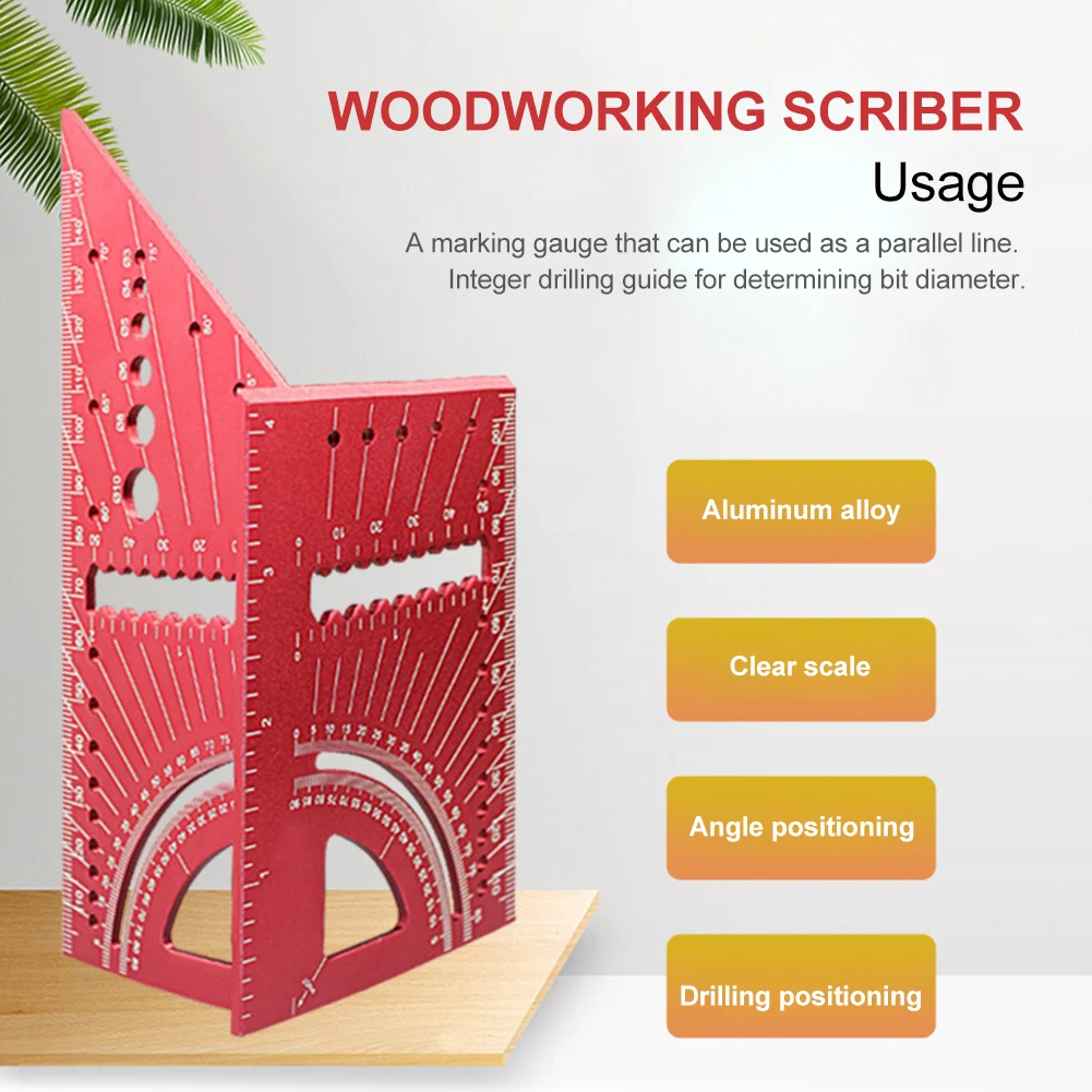 

Woodworking Scriber Portable Aluminum Alloy Easy Read 45 90 Degree Angle Ruler Corrosion Resistance, Oxidation Resistance