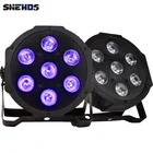 SHEHDS 7x1 2 Вт18 Вт RGBWA + ультрафиолетовая светодиодная плоская пробка, ультратихий вентилятор для всей семьи, дня рождения, театра, свадьбы, сценического освещения