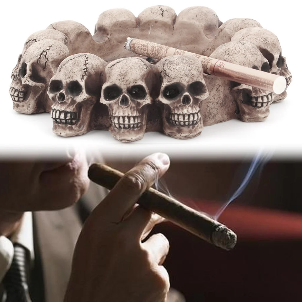 Творческий пепельница в виде черепа сигареты контейнер смолы курительных