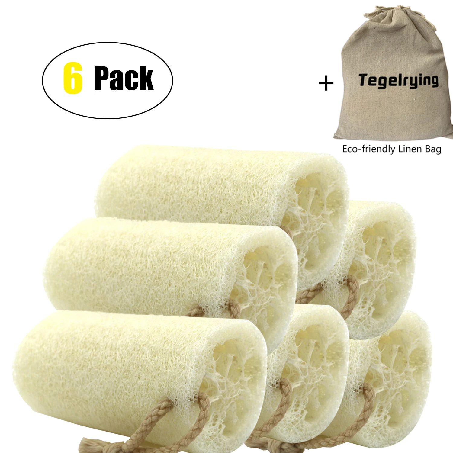 

Loofah Sponge Exfoliating,6 Packs Natural Large Back Scrubber for Men Women Bath Shower Body Skin Cleansing Luffa 5 inches