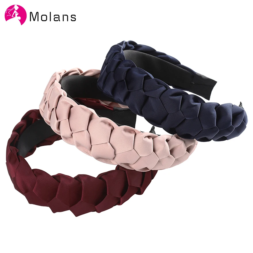 Molans элегантные однотонные плетеные повязки для волос черные темно синие простые