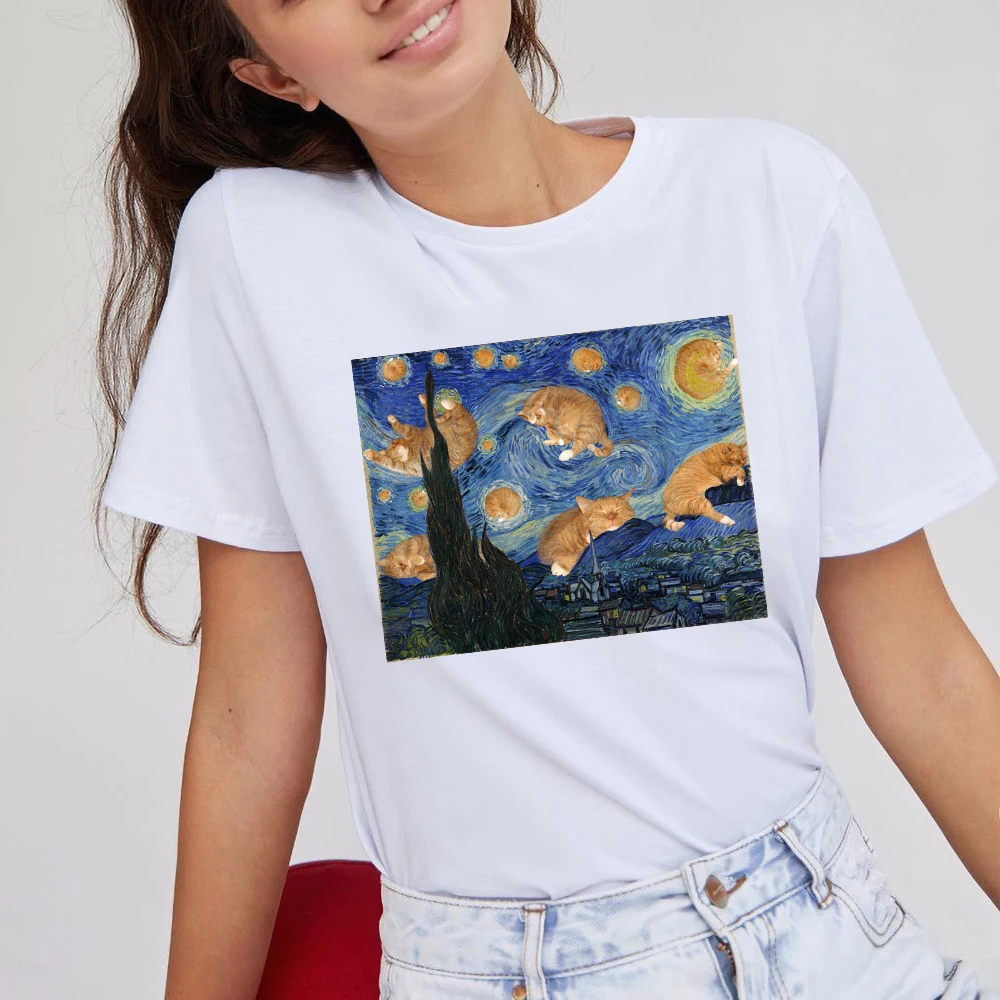 

100% Cotton Women's Fashionable Khmer Comfortable And Breathable Casual Shirt Sleeping Cute Cat Printed Pattern Casual Shirt
