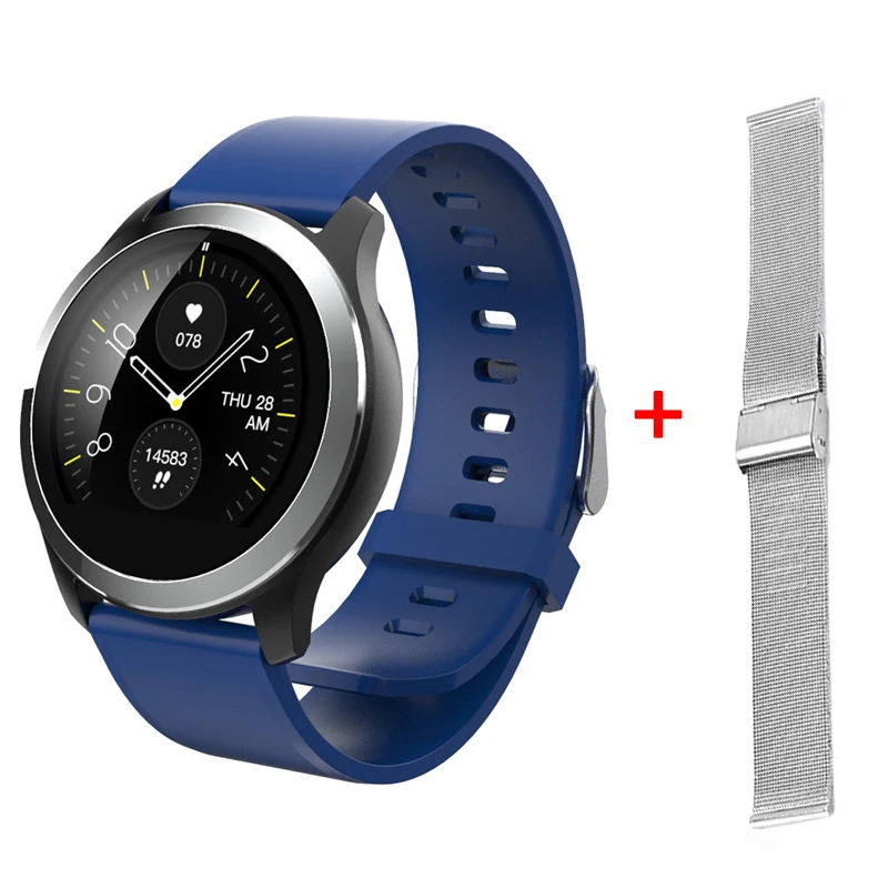add silver steel LEMADO 1,22 дюймов ips экран ЭКГ PPG Смарт-часы IP68 сообщение Push кровяное давление Таймер шагомер 180 мАч Smartwatch для мужчин и женщин - Цвет: add silver steel