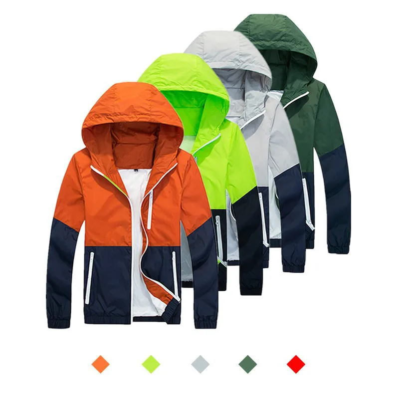 

Moonspecial Men Jacket Windbreake Autumn Men's Fashion Jacket Hooded Casual Male Coat Thin Men's Jackets Sunscreen