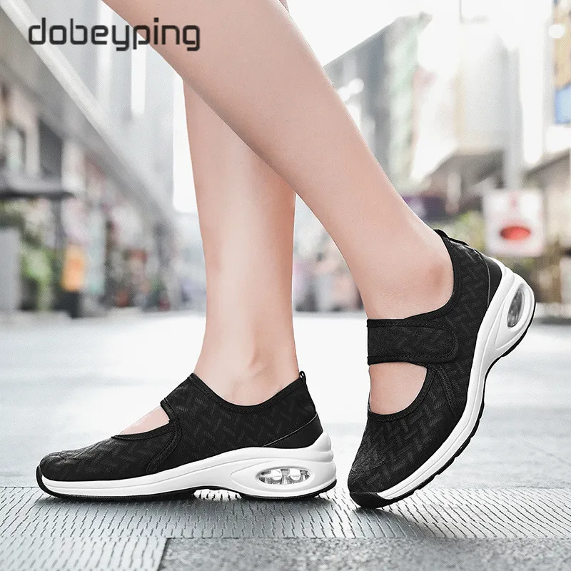 dobeyping New Spring Slip On Women's Shoes Breathable Mesh Woman Sneakers Flat Platform Mother Shoe Wedges Ladies Walking Flats