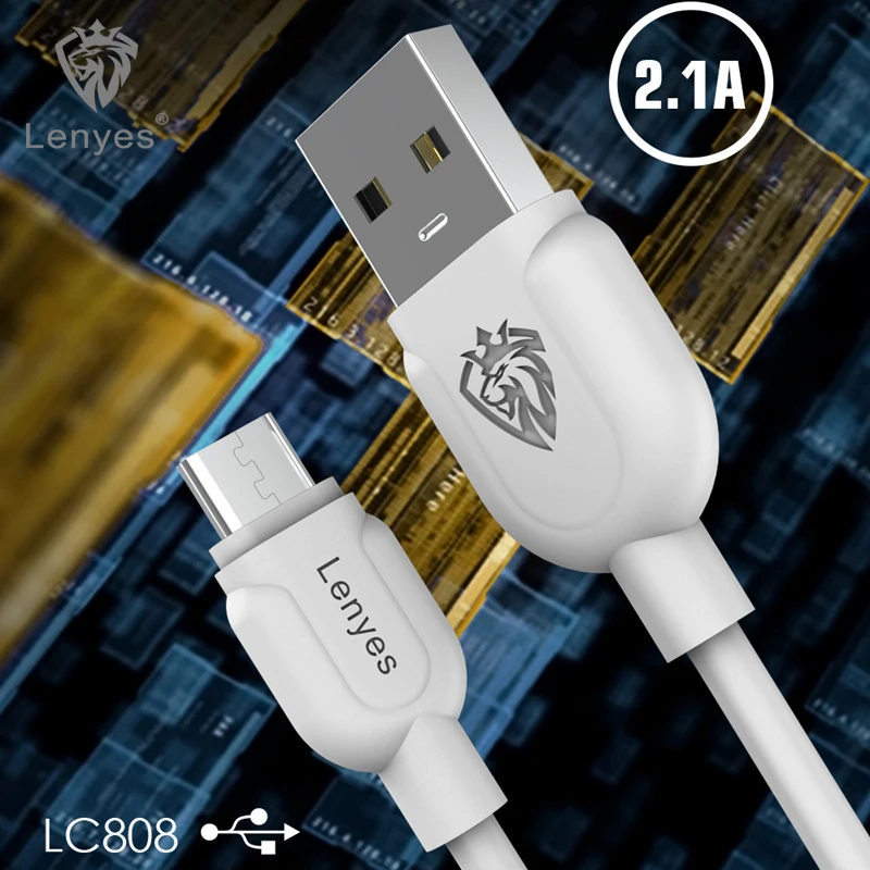 Lenyes type-C кабель 3 фута PVC 2.1A для синхронизации данных и зарядки iOS Micro V8 USB 2 в 1