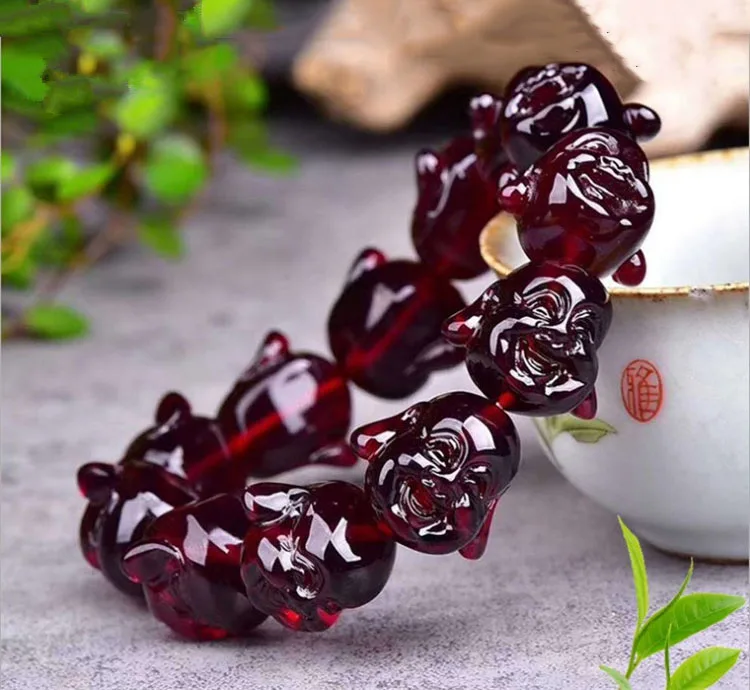 Натуральная голова Будды крови 2-го поколения красный янтарь мерный мужская и