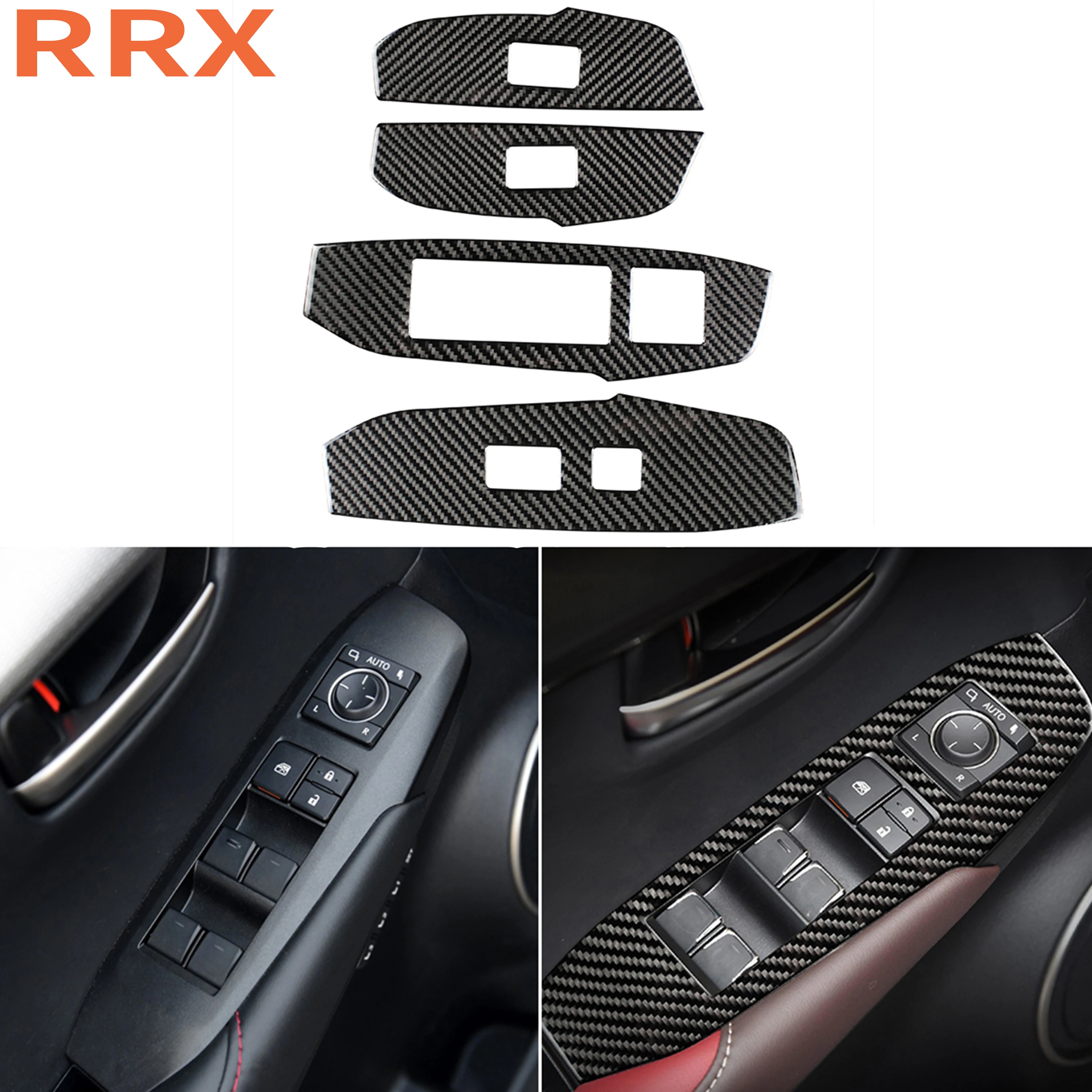 For Lexus NX 200 200t 300h Car Armrest Panel Lift Buttons Frame Cover Sticker Carboon Fiber Driver Side Door Control Accent Trim