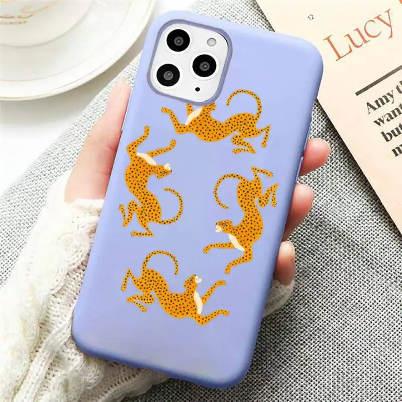 

Leopard luxury Phone Case coque Candy Color for iPhone 11 12 mini pro XS MAX 8 7 6 6S Plus X SE 2020 XR